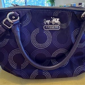 Coach Dark Purple Dotted Op Sophia Satchel Shoulder Bag